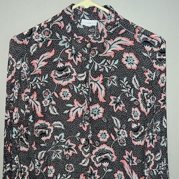 J. Jill Floral Button-Front Blouse Long-Sleeve Tunic 100% Rayon Sz Small - Picture 5 of 8